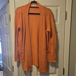 Women Orange Open-Front Cardigan